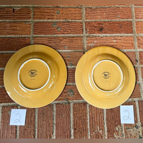 Set of 2 Pier 1 Toscana Gold Earthenware Wide Rim Soup or...